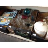 THREE BOXES OF POTTERY, GLASS ETC. H1