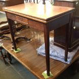 LATE GEORGIAN MAHOGANY FOLD TOP TEA TABLE