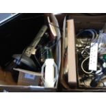 2 BOXES OF ELECTRICAL ITEMS, LEADS, COMPUTER ITEMS ETC.