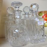 FOUR GLASS DECANTERS 25CM L5