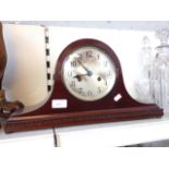 DOMED MAHOGANY MANTEL CLOCK. W45CM D5