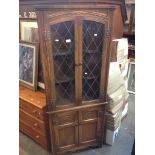 LEADED GLASS CORNER CABINET