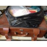CASE AND BAG OF KNITTING ITEMS