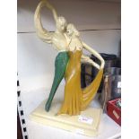 ART DECO PLASTER FIGURE GROUP 33CM G3