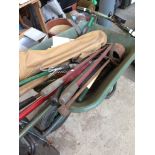 A WHEEL BARROW AND CONTENTS