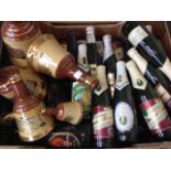 BOX OF BEER BOTTLES AND SCOTCH WHISKY DECANTERS LTO