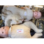 TWO BISQUE DOLLS 28CM AND THREE MINIATURE DOLLS C