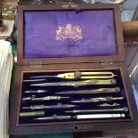 ROSEWOOD CASED DRAUGHTSMAN'S SET C