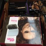 A BOX OF HAIRDRESSING EQUIPMENT