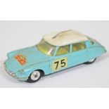 Corgi Toys Citroen DS19 Monte Carlo Rally in sky blue with white roof.