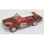 Corgi Toys Rover 2000 Monte Carlo Rally in maroon red with white roof.