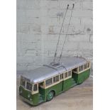 A scratch built wood and metal Leyland TB5 model Trolleybus, length 76cm. CONDITION REPORT -