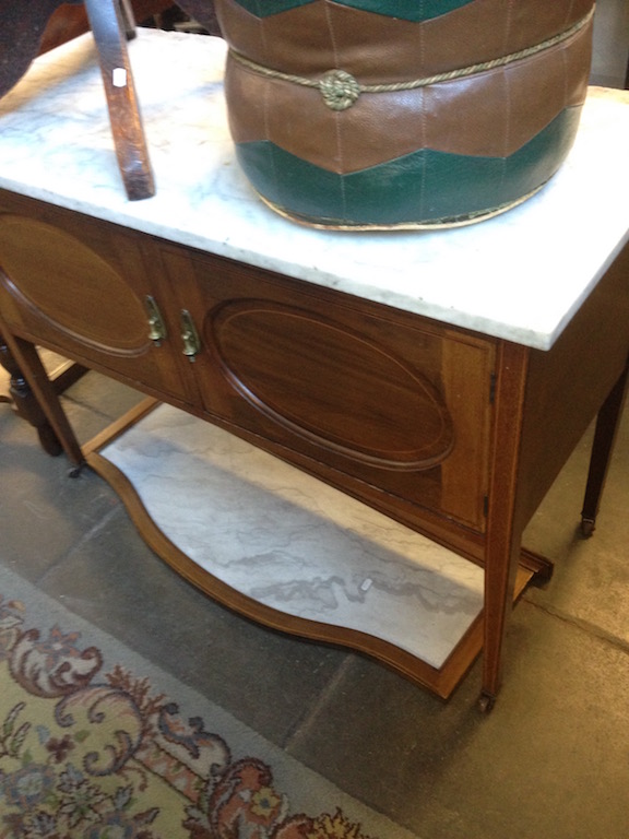WHITE MARBLE TOP WASHSTAND. W107CM