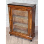 A Victorian marquetry inlaid and gilt metal mounted walnut dwarf bookcase, width 75.5cm, depth