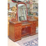 A good quality Victorian mahogany pedestal dressing table with cope and collinson locks, width