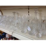 LARGE SELECTION OF GLASSES AND TWO DECANTERS E4