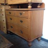 STRIPPED AND WAXED PINE CHEST OF DRAWERS. W104CM
