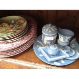 TWO LOTS OF PLATES AND WEDGWOOD JASPER
