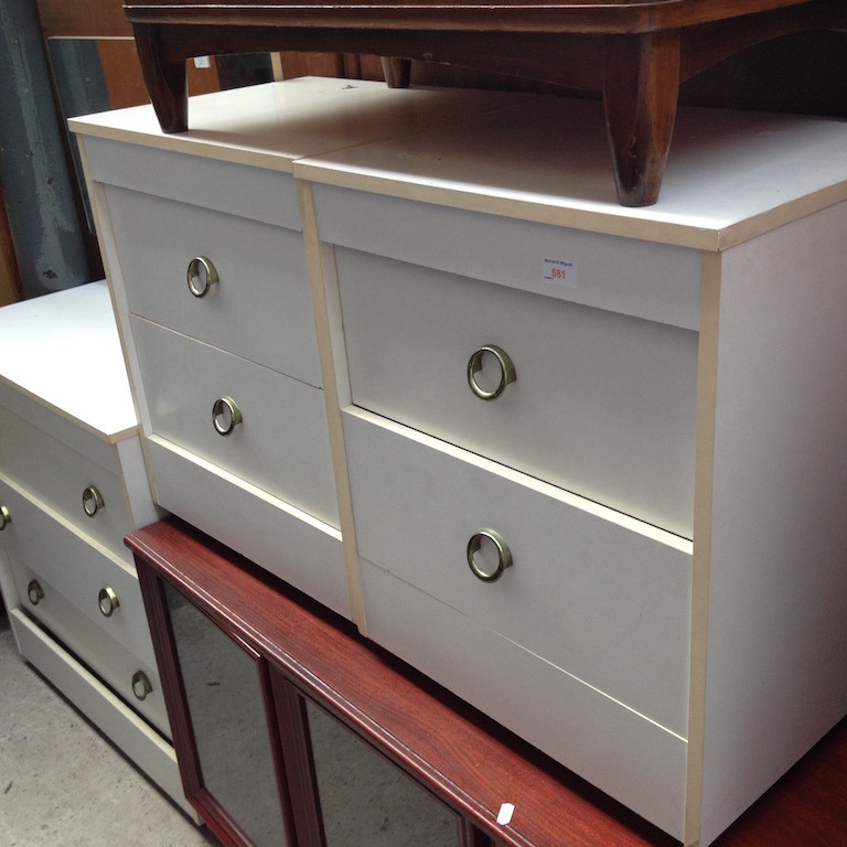 WHITE DRESSING TABLE AND MATCHING BEDSIDE DRAWERS