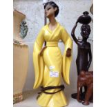 RETRO KITSCH FEMALE FIGURE LAMP. H53CM N5