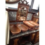 EDWARDIAN CARVED WALNUT AND MARBLE TOP WASHSTAND. W122CM