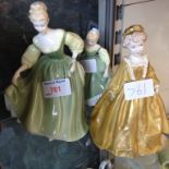 TWO DOULTON FIGURES FAIR LADY AND FAIR MAIDEN AND WORCESTER FIGURE -DAMAGED C