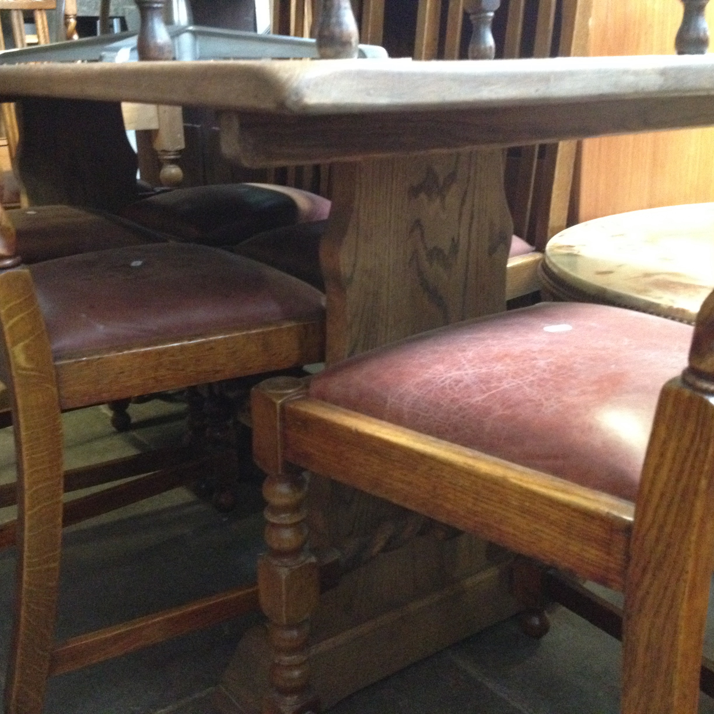 OAK REFECTORY TABLE AND SIX TWIST BACK CHAIRS - Image 2 of 3
