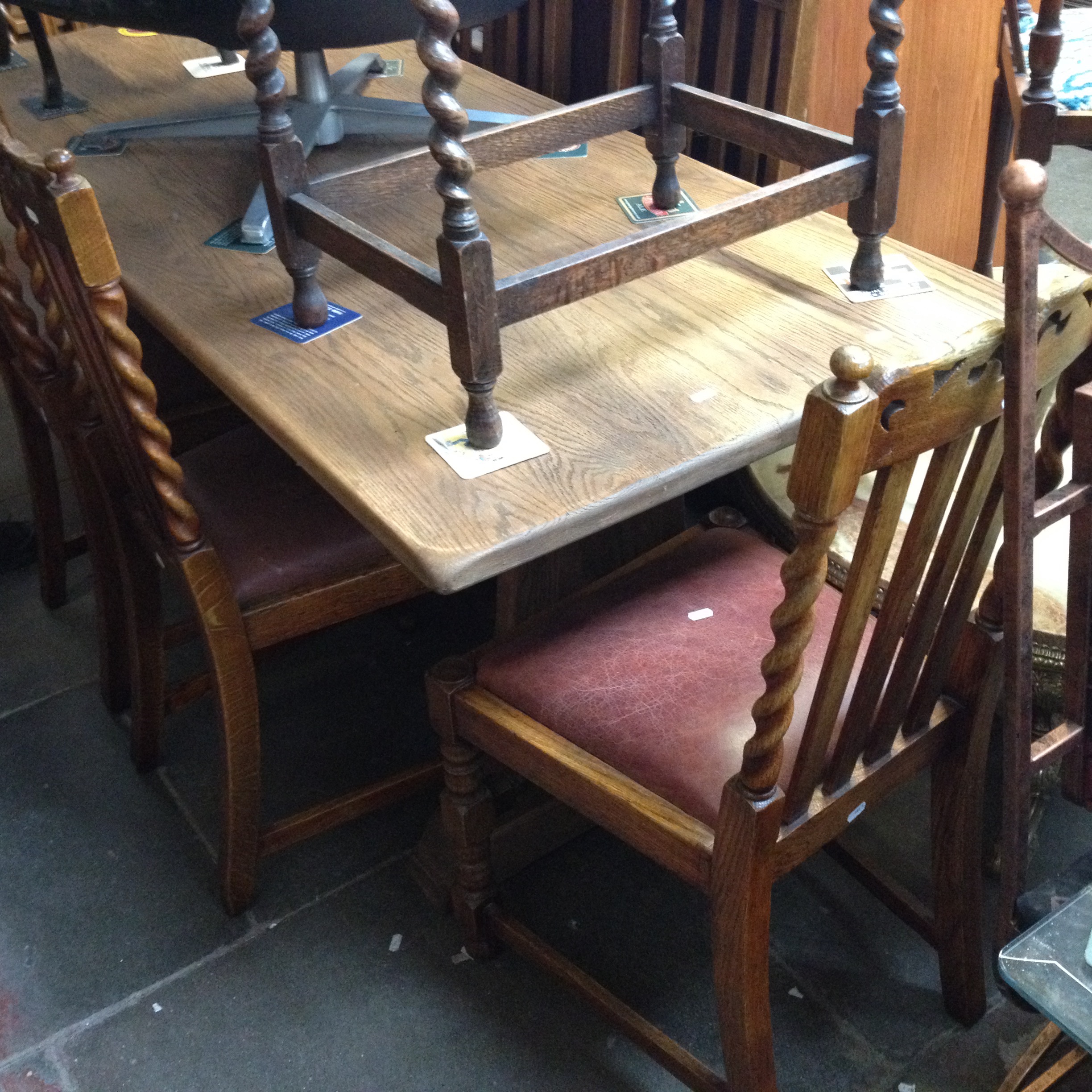 OAK REFECTORY TABLE AND SIX TWIST BACK CHAIRS - Image 3 of 3
