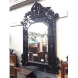 MODERN BLACK GLASS FRAME MIRROR. H105CM