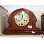 INLAID MAHOGANY MANTEL CLOCK. L38CM J5