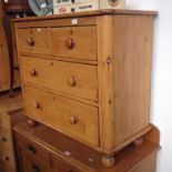 STRIPPED AND WAXED PINE CHEST OF DRAWERS. W93CM