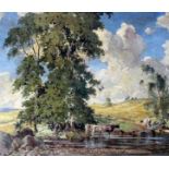 Percy Lancaster (1878-1951), landscape with cattle, oil on canvas, 60cm x 50cm, signed lower