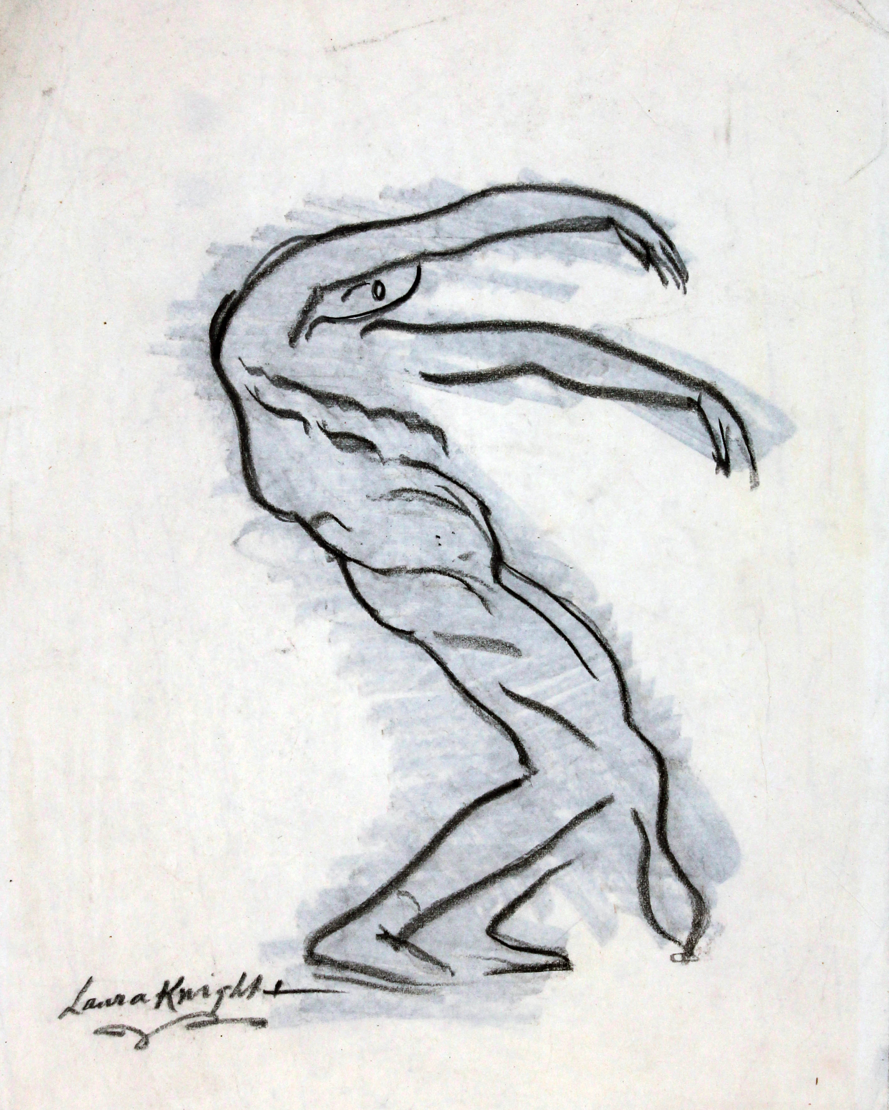 Dame Laura Knight RA, RWS, RE, RWA, PSWA, DBE (1877-1970), ballerina, pencil drawing, 20cm x 25cm,