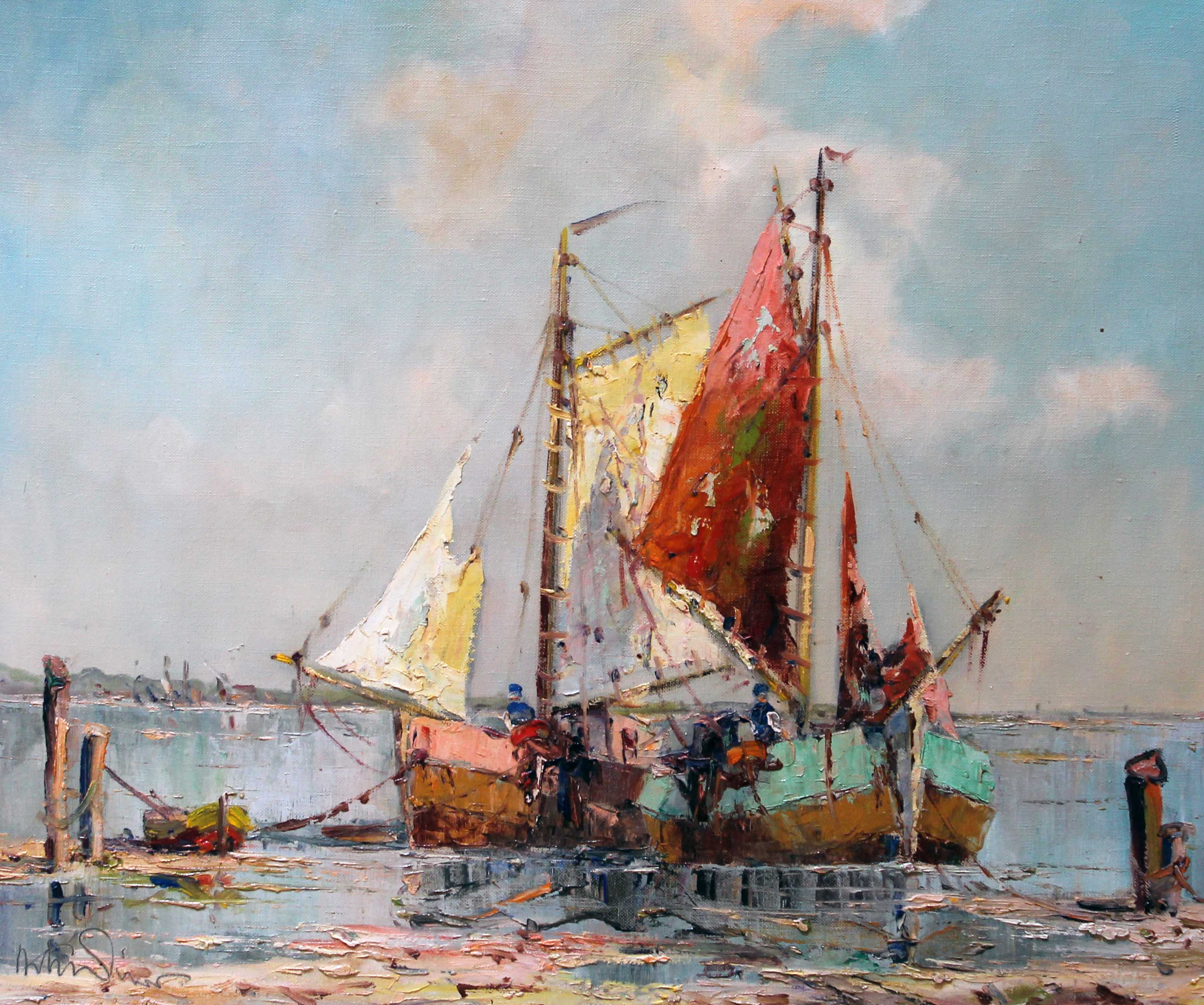 A matched pair, Mediterranean harbour scenes, oil on canvas, one signed 'Hayes', the other signature - Image 5 of 5