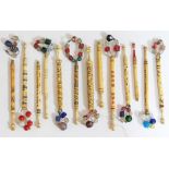 13 assorted 19th Century bone lace bobbins include one inscribed 'I Love The Boys'.