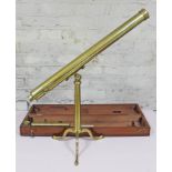 A George Dollond brass astronomical telescope circa 1840 in mahogany box with Carpenter & Wesley
