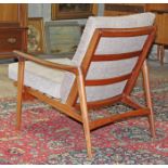 A 1960s Danish style teak lounge chair in the manner of Arne Vodder, width 67cm, depth 86cm & height