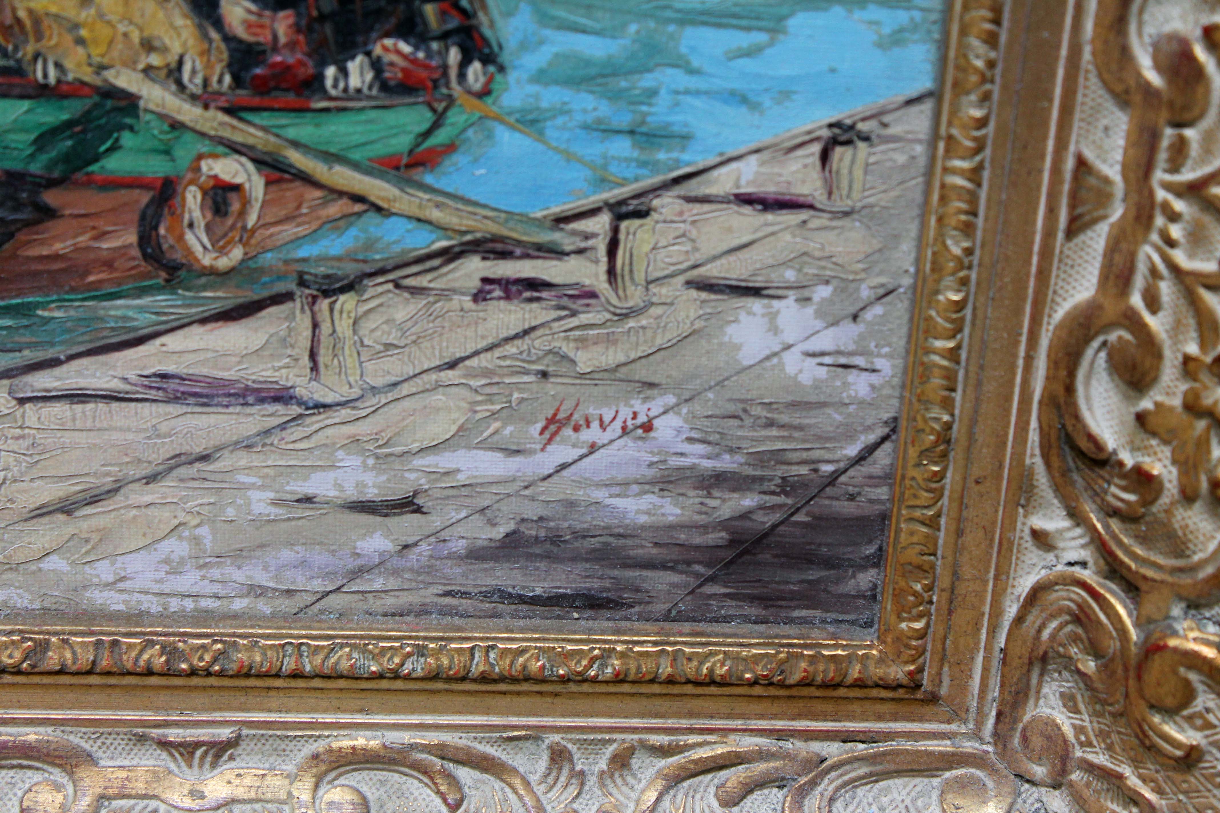 A matched pair, Mediterranean harbour scenes, oil on canvas, one signed 'Hayes', the other signature - Image 4 of 5