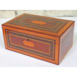 A 19th Century parquetry inlaid work box, length 30.5cm.