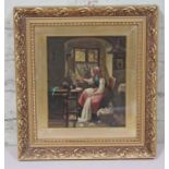 E Hooper (19th Century), interior, oil on canvas, 20cm x 24cm, signed, glazed and framed 36cm x