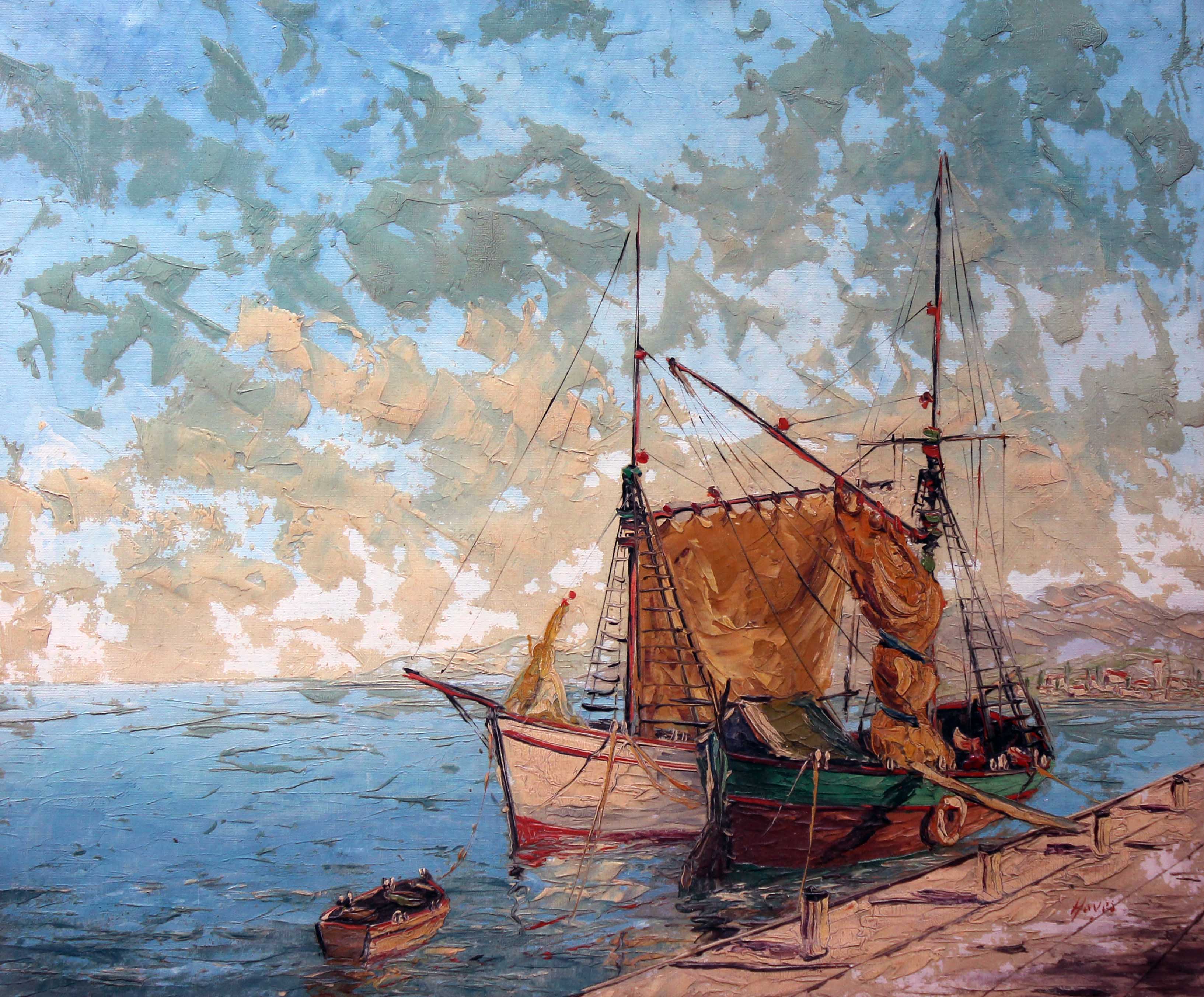A matched pair, Mediterranean harbour scenes, oil on canvas, one signed 'Hayes', the other signature - Image 2 of 5