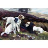 After Arthur Wardle, dogs, oil on board, 90cm x 60cm, bearing signature, framed.