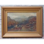 19th Century School, mountain landscape, oil on canvas, 60cm x 40cm, gilt frame 85cm x 65cm.