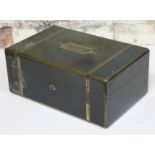 A 19th Century brass bound ebony box, the lock stamped 'J Bramah', length 33cm.
