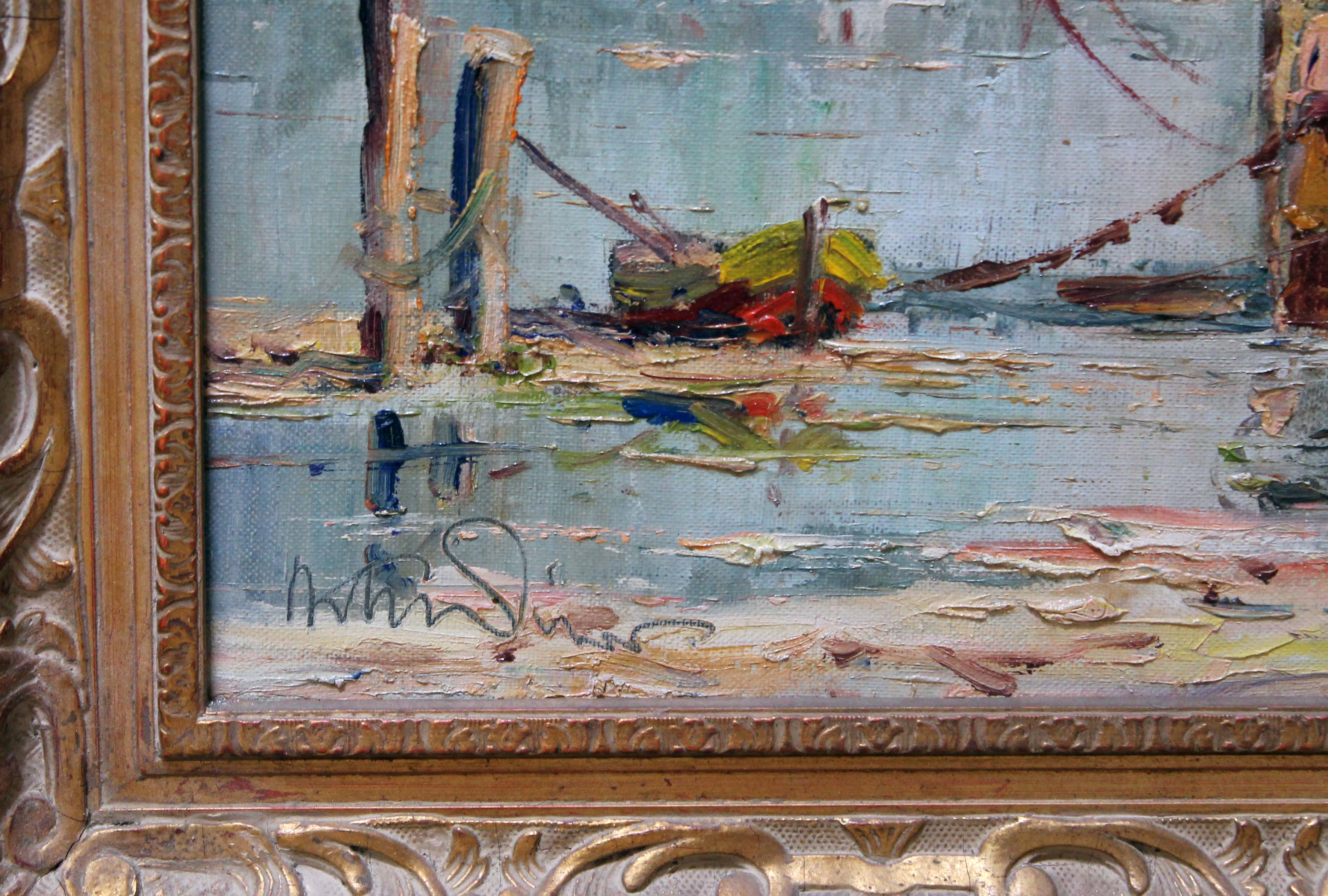 A matched pair, Mediterranean harbour scenes, oil on canvas, one signed 'Hayes', the other signature - Image 3 of 5