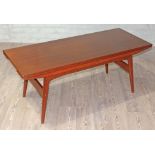 A Danish teak 1960s metamorphic coffee/dining table, min. width 55cm, length 134.5cm & min. height