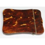 A 19th Century tortoiseshell card case, length 10.5cm.