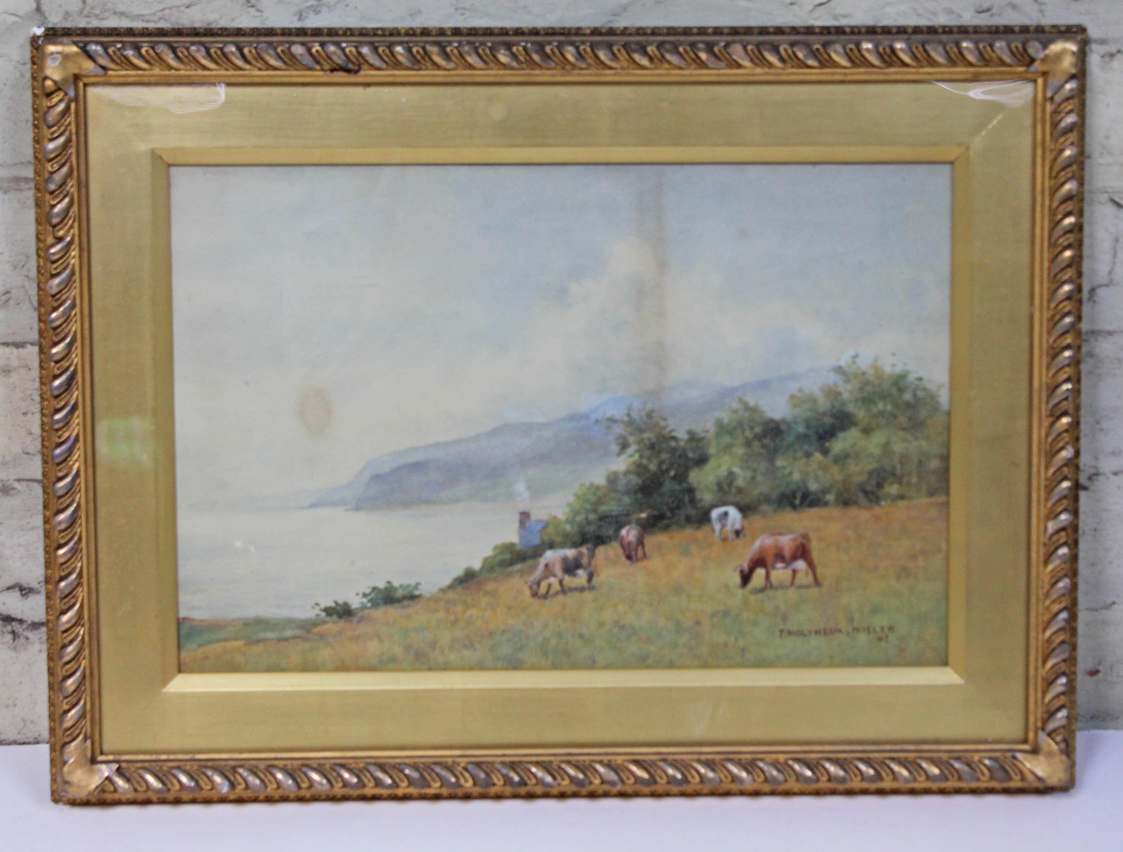 T Molyneux Miller, cattle grazing, watercolour, 44cm x 28cm, signed lower right and dated '93,