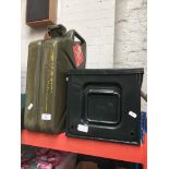 PETROL JERRY CAN AND ARMY METAL BOX
