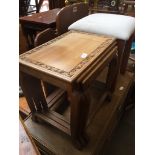 CARVED TEAK NEST OF TABLES. W47CM